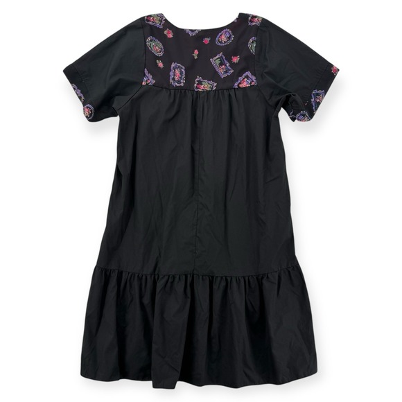 Vintage RM Muumuu Dress Womens Medium Hawaiian Black Floral Midi Ruffle - Picture 2 of 7